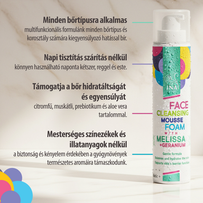 Természetes Tisztító hab Arcra Citromfűvel és Geránium - minden bőrtípusra