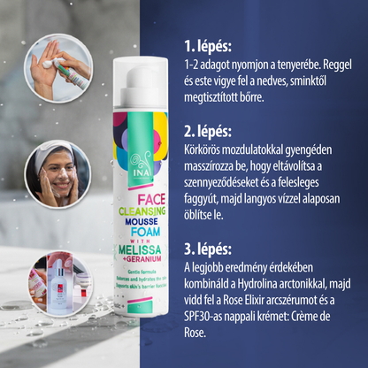 Természetes Tisztító hab Arcra Citromfűvel és Geránium - minden bőrtípusra