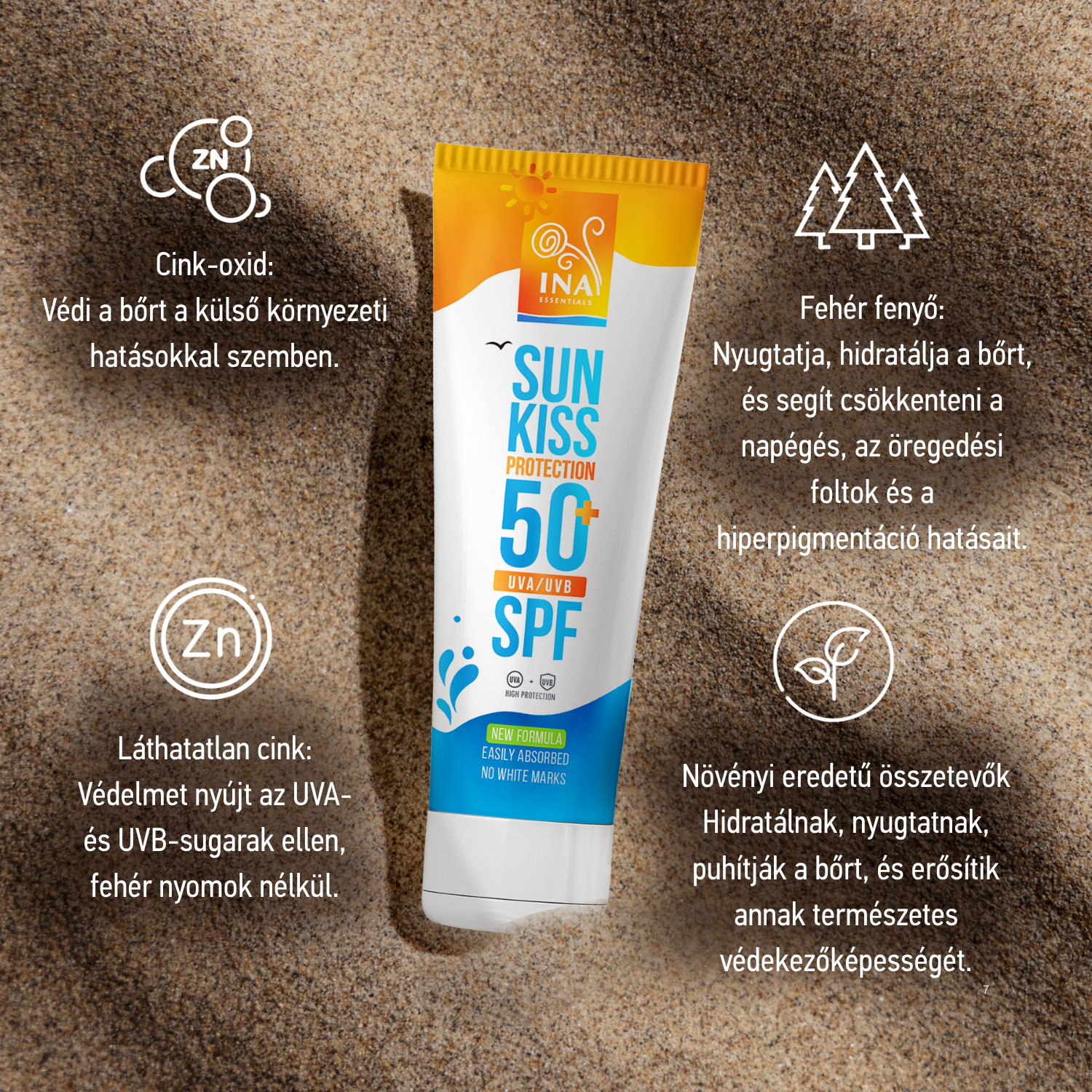 Természetes Napvédő Krém Arcra És Testre SPF 50+ Bio Fehér Fenyővel