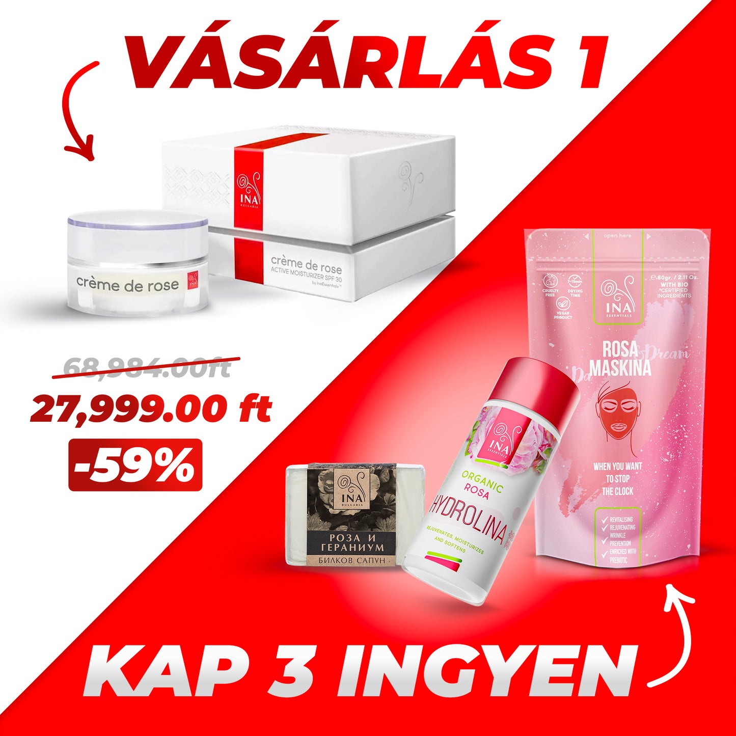 Vásároljon 1 Creme de Rose-t, és 3 terméket kap ingyen